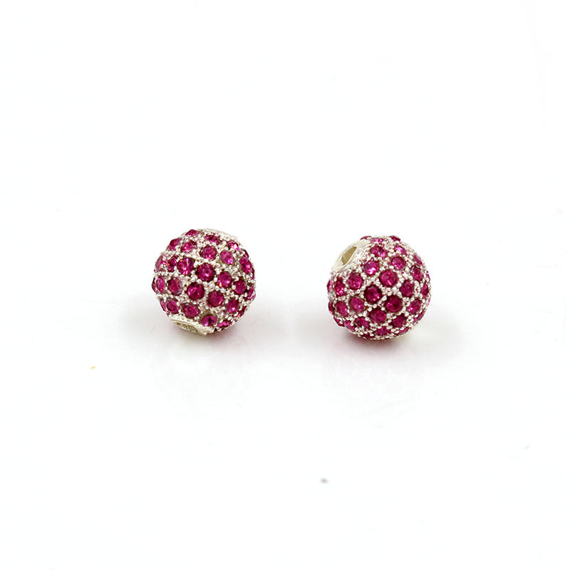 Minimalist Alloy Plated Round Bead with Micro Inlaid Black Cubic Zirconia for DIY Charm Bar