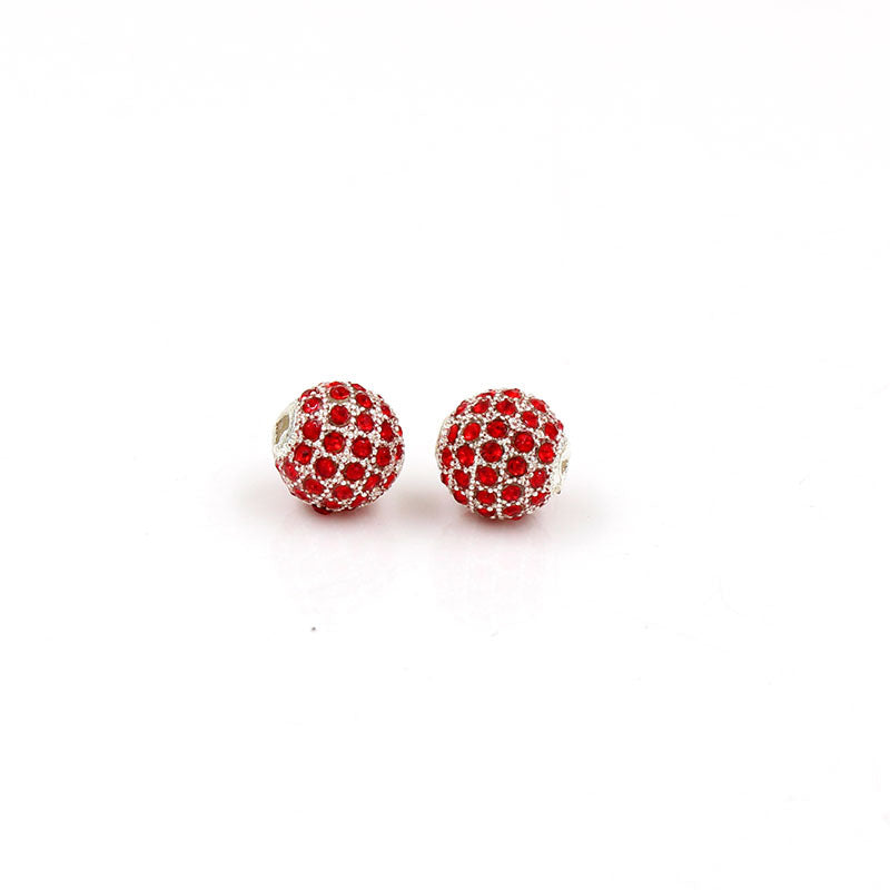 Minimalist Alloy Plated Round Bead with Micro Inlaid Black Cubic Zirconia for DIY Charm Bar
