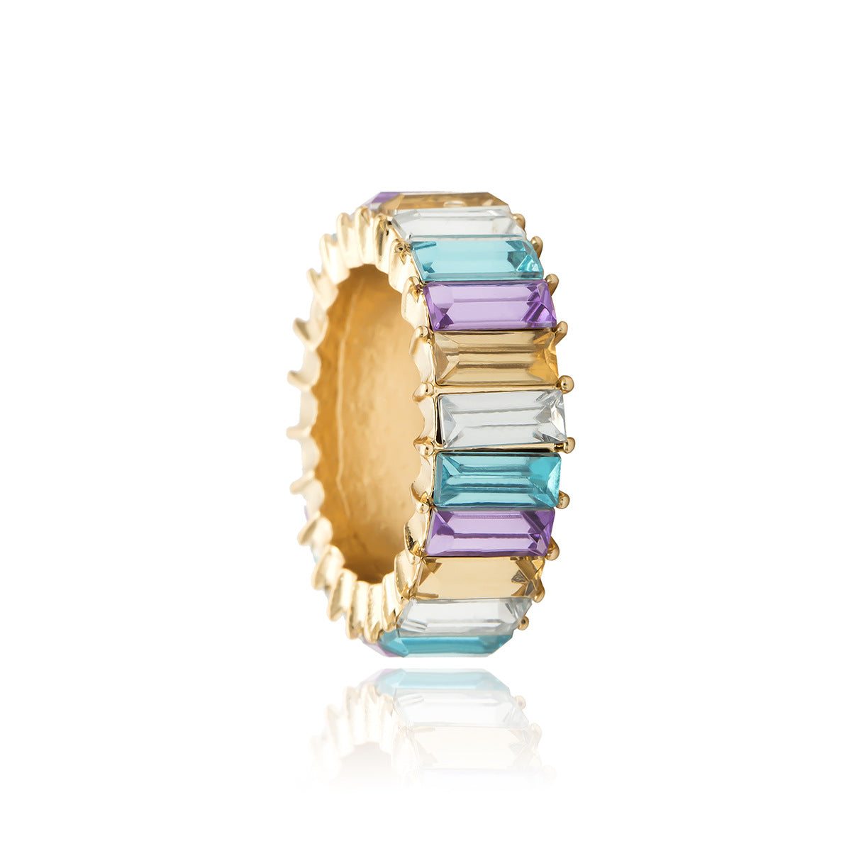 Individualistic Geometric Square Zircon Ring for Women Alloy Plated