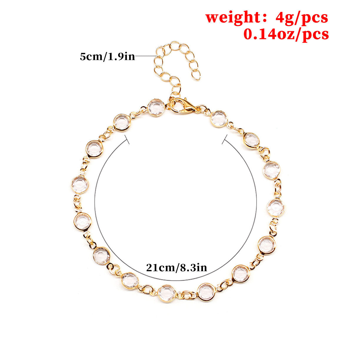Minimalist Alloy Rhinestone Anklet for Women Beach Jewelry
