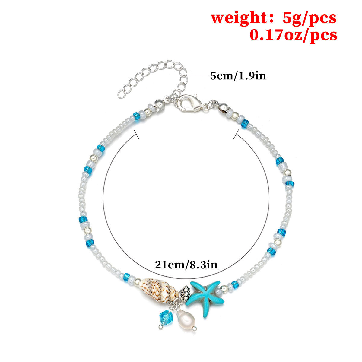 Women's Geometric Seashell Pearl Anklet Fashion Jewelry for Spring Trendy Foot Accessory