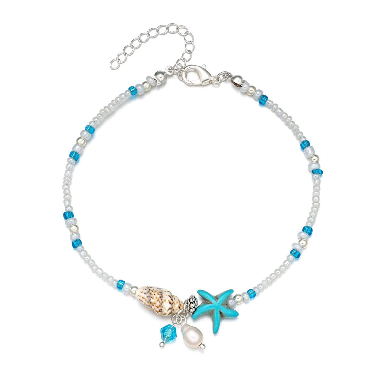 Women's Geometric Seashell Pearl Anklet Fashion Jewelry for Spring Trendy Foot Accessory