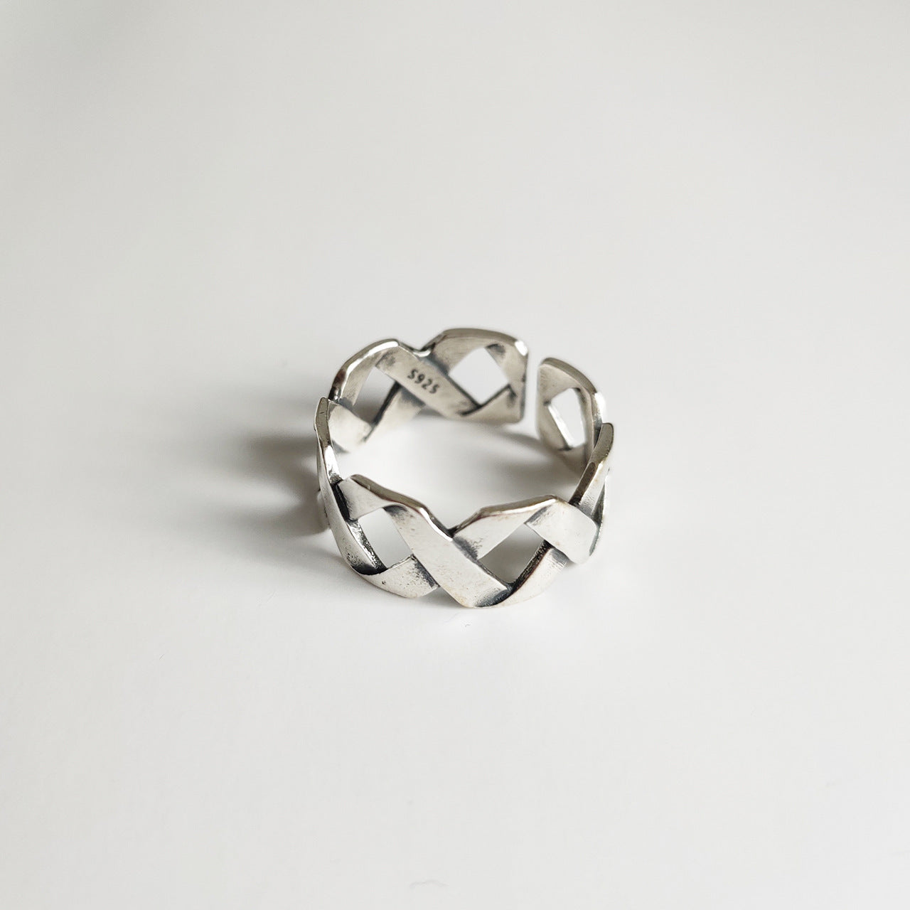 Anello a croce geometrico minimalista vintage in argento sterling 925 per donna