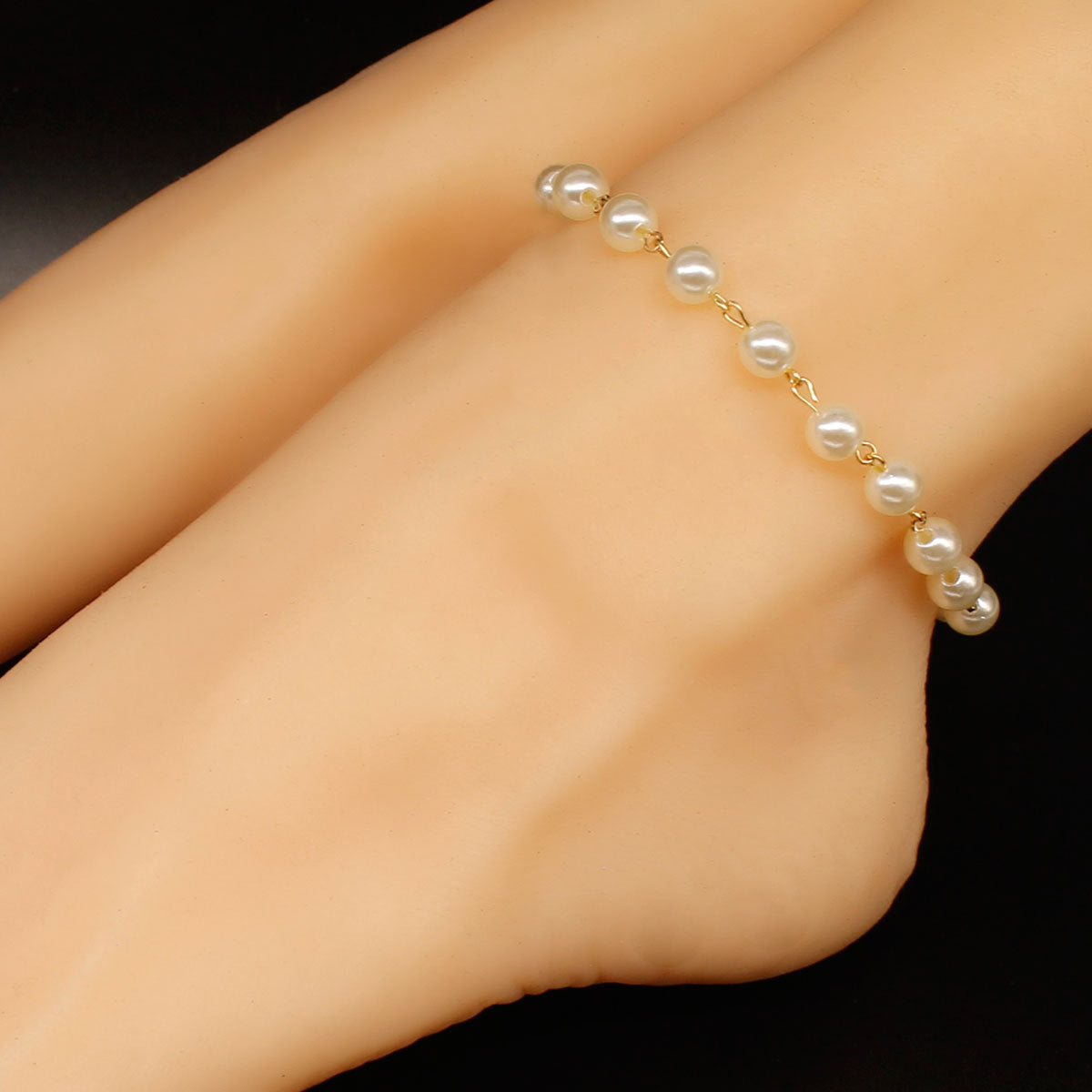 Tobillera de perlas hecha a mano para mujer, estilo occidental, moda, tobillera de playa, joyería minimalista para pies