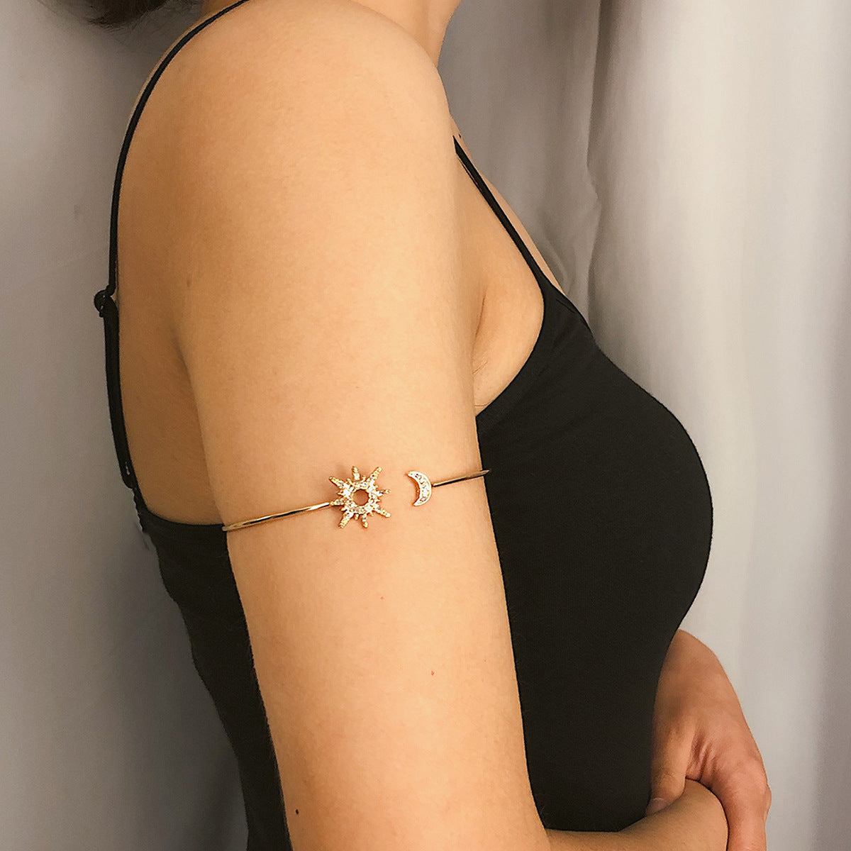 Individualistic Plated Alloy Geometric Sun Moon Bracelet for Women
