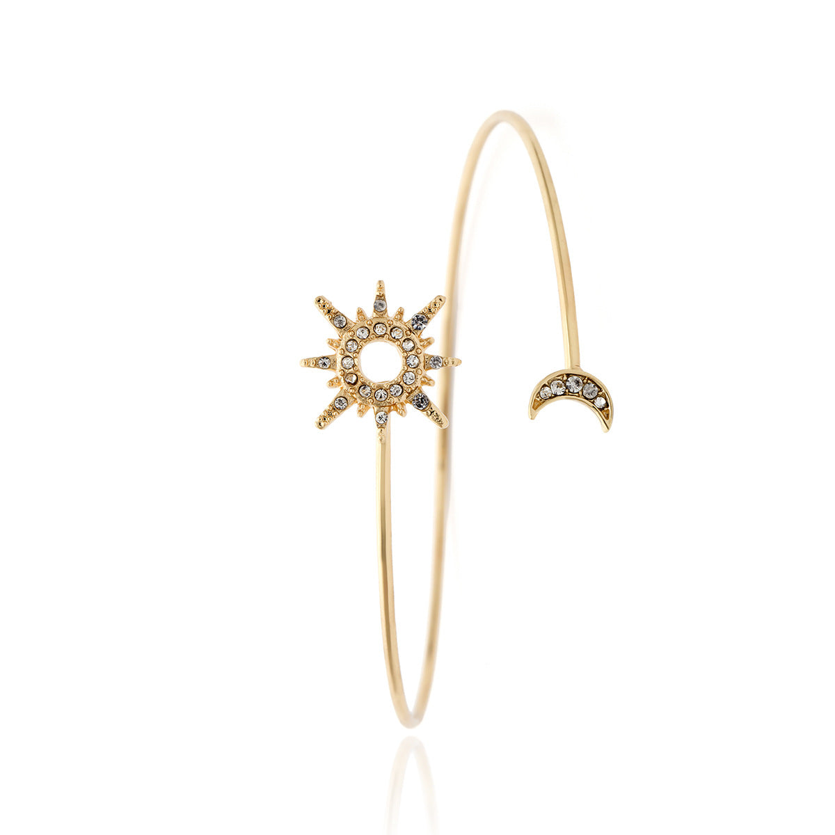 Individualistic Plated Alloy Geometric Sun Moon Bracelet for Women