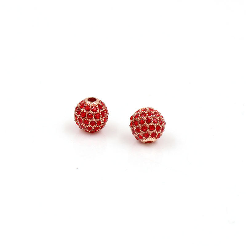 Minimalist Alloy Plated Round Bead with Micro Inlaid Black Cubic Zirconia for DIY Charm Bar