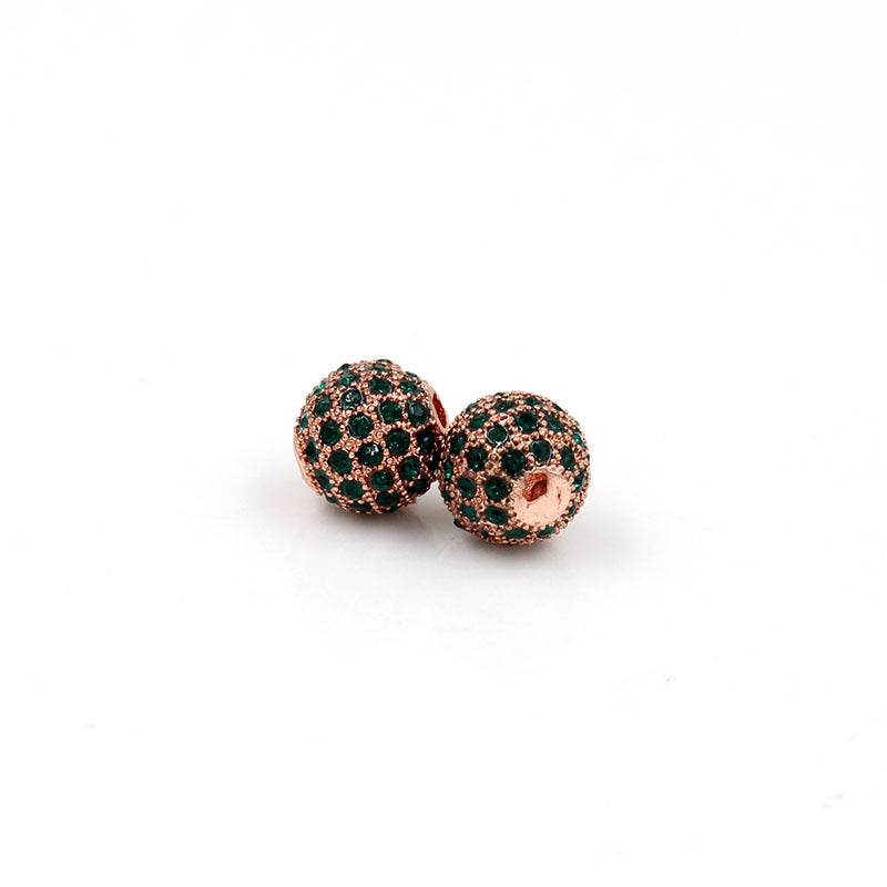 Minimalist Alloy Plated Round Bead with Micro Inlaid Black Cubic Zirconia for DIY Charm Bar