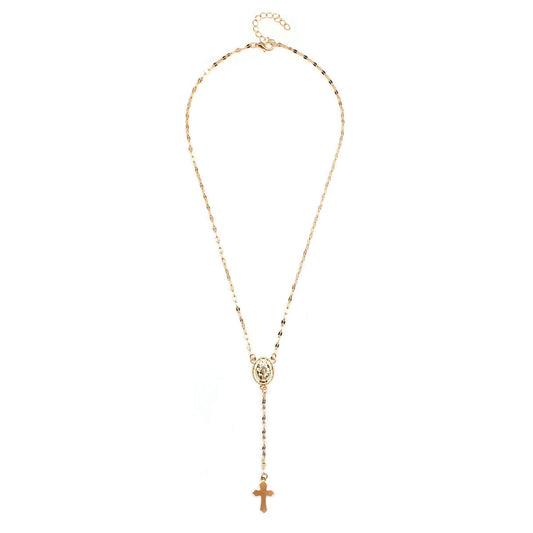 Collana a croce in lega placcata fresca e dolce