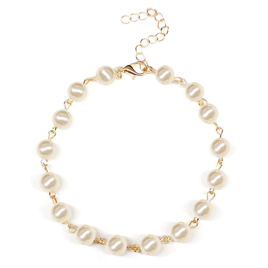 Tobillera de perlas hecha a mano para mujer, estilo occidental, moda, tobillera de playa, joyería minimalista para pies
