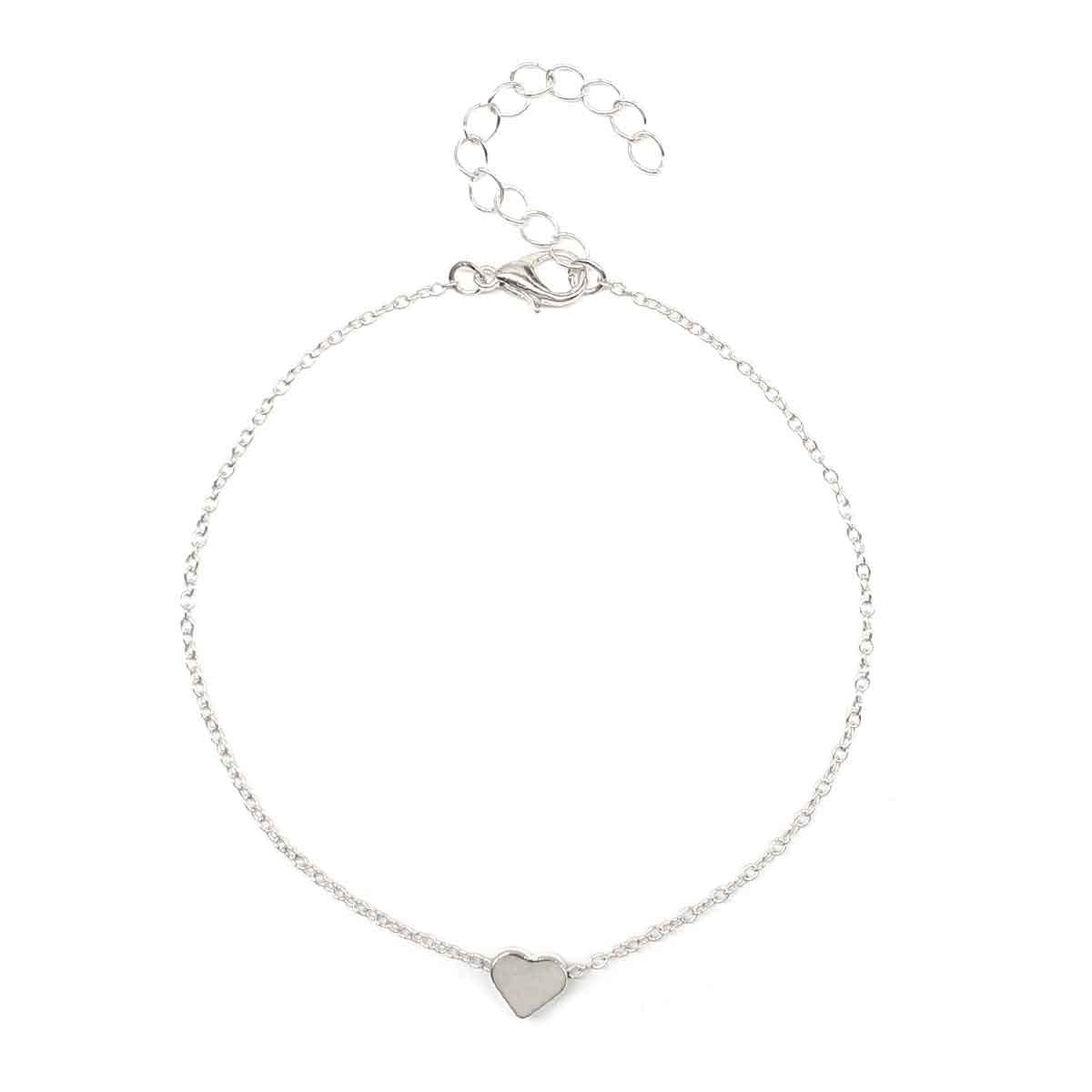 Simple Sexy Heart Shaped Anklet for Women Alloy Summer Accessory Minimalist Foot Jewelry