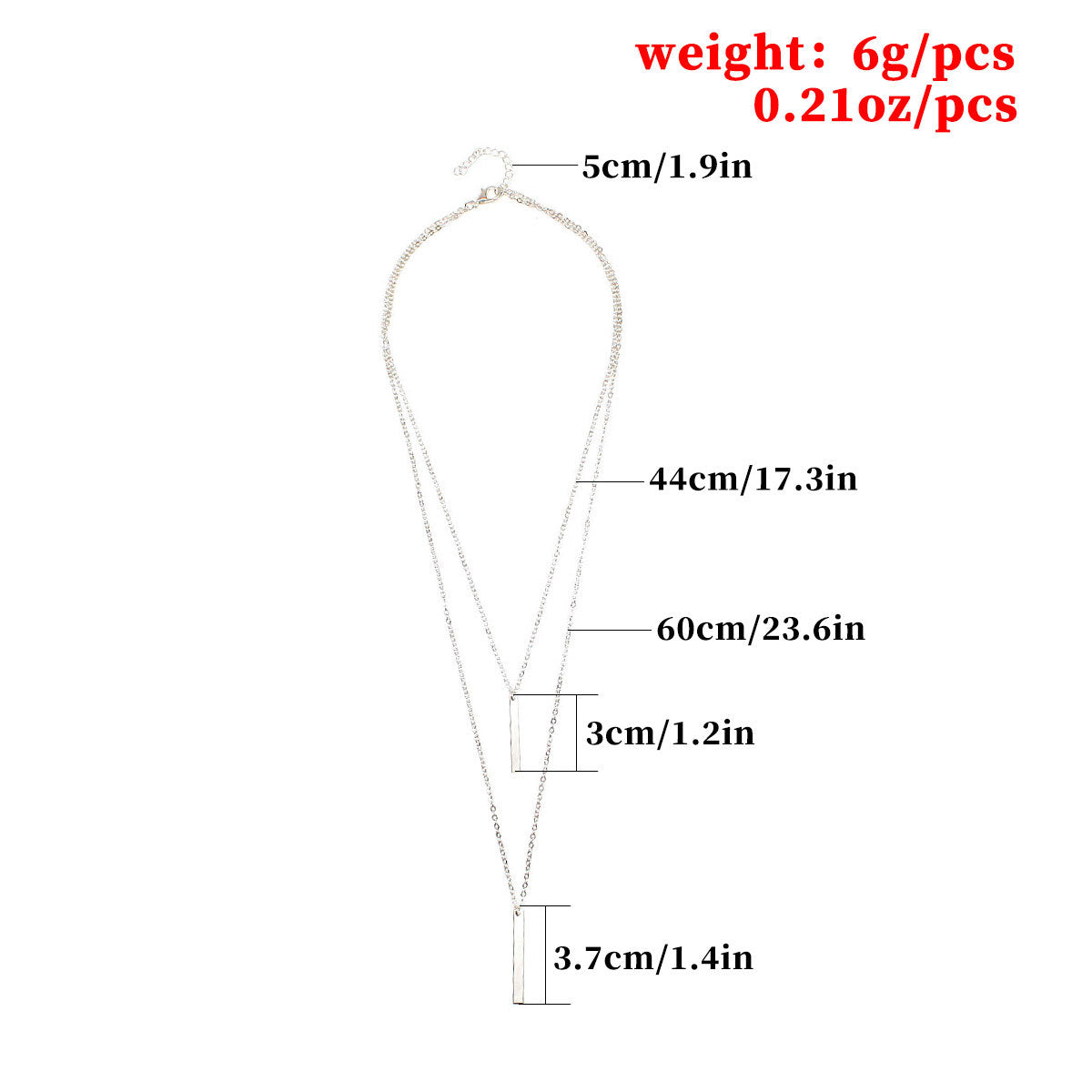 Minimalist Fashion Alloy Geometric Long Bar Necklace for Women
