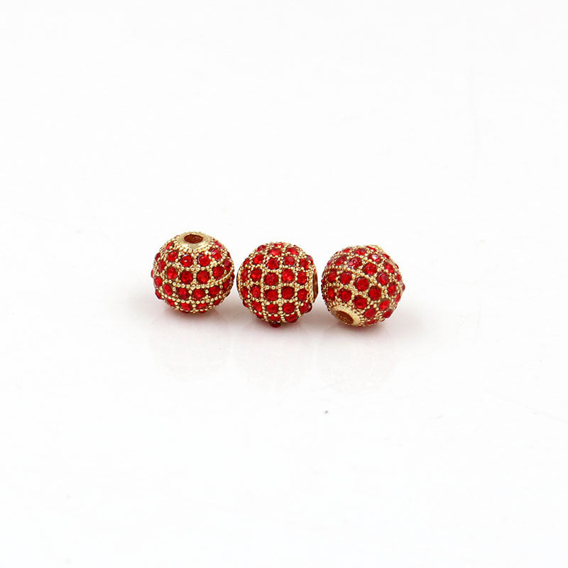 Minimalist Alloy Plated Round Bead with Micro Inlaid Black Cubic Zirconia for DIY Charm Bar