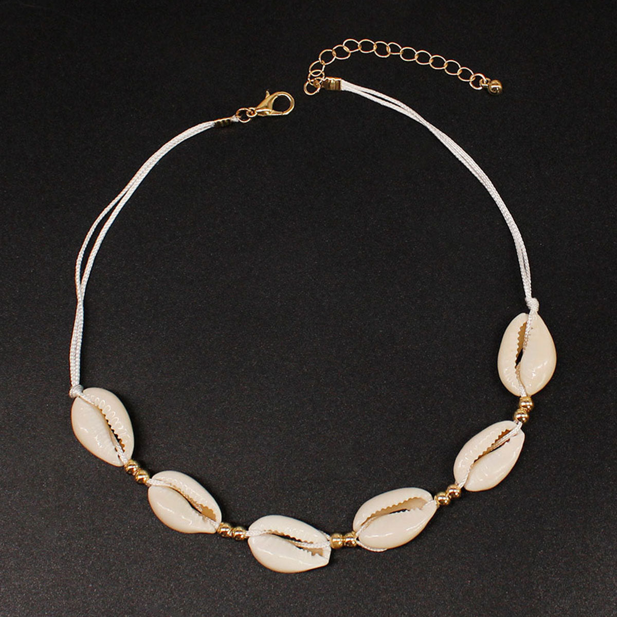 Minimalist Shell Beaded Necklace for Women Cross Chain Clavicle Necklace