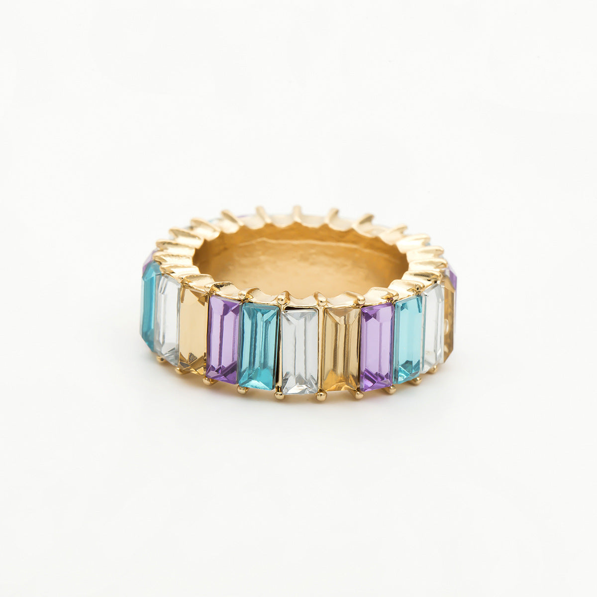 Individualistic Geometric Square Zircon Ring for Women Alloy Plated