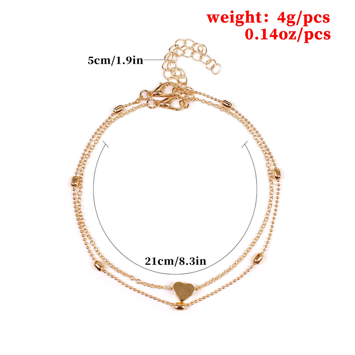 Summer Beach Heart-Shaped Anklet Alloy Women's Foot Jewelry