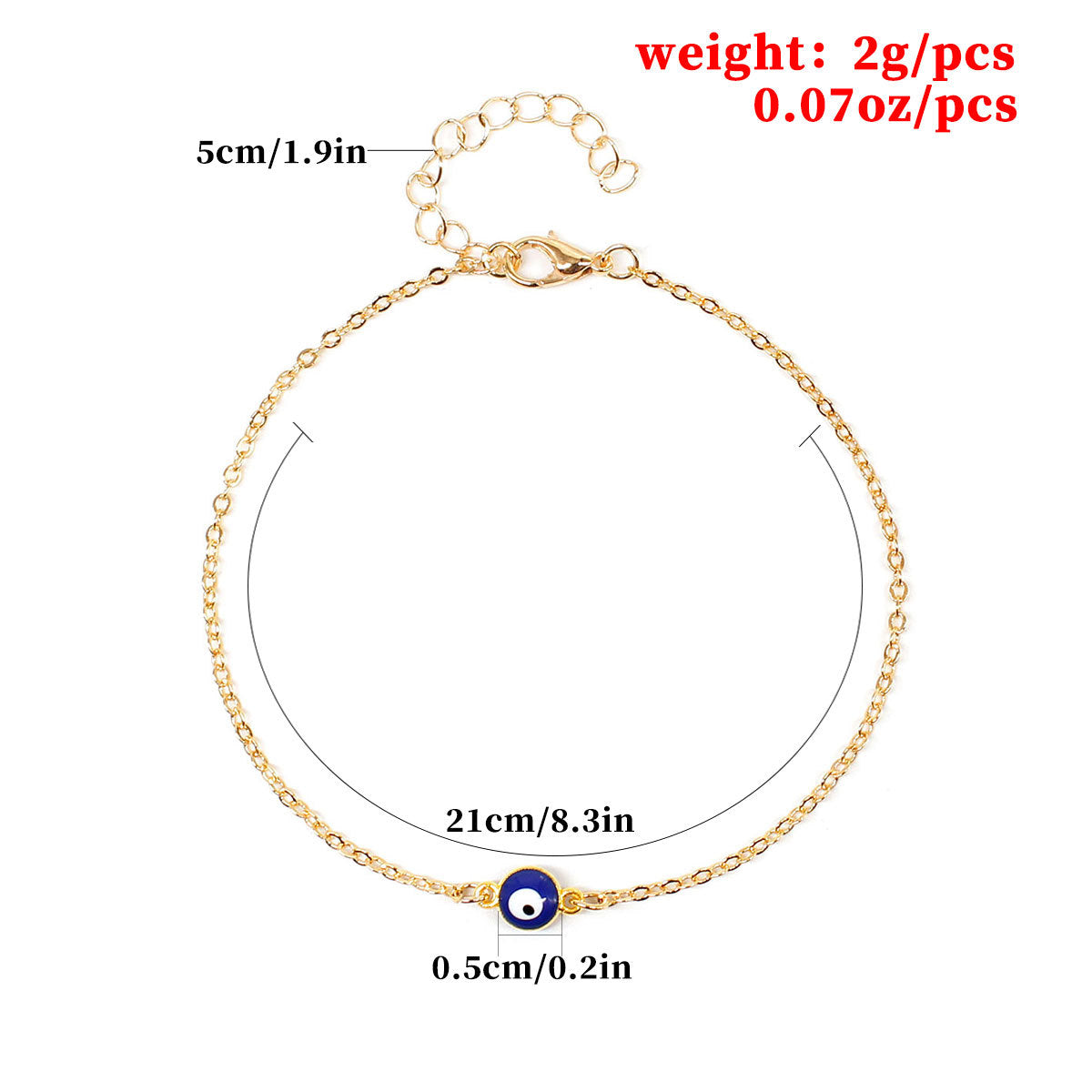 Evil Eye Anklet for Women Crystal Geometric Minimalist Western Style Foot Chain Jewelry