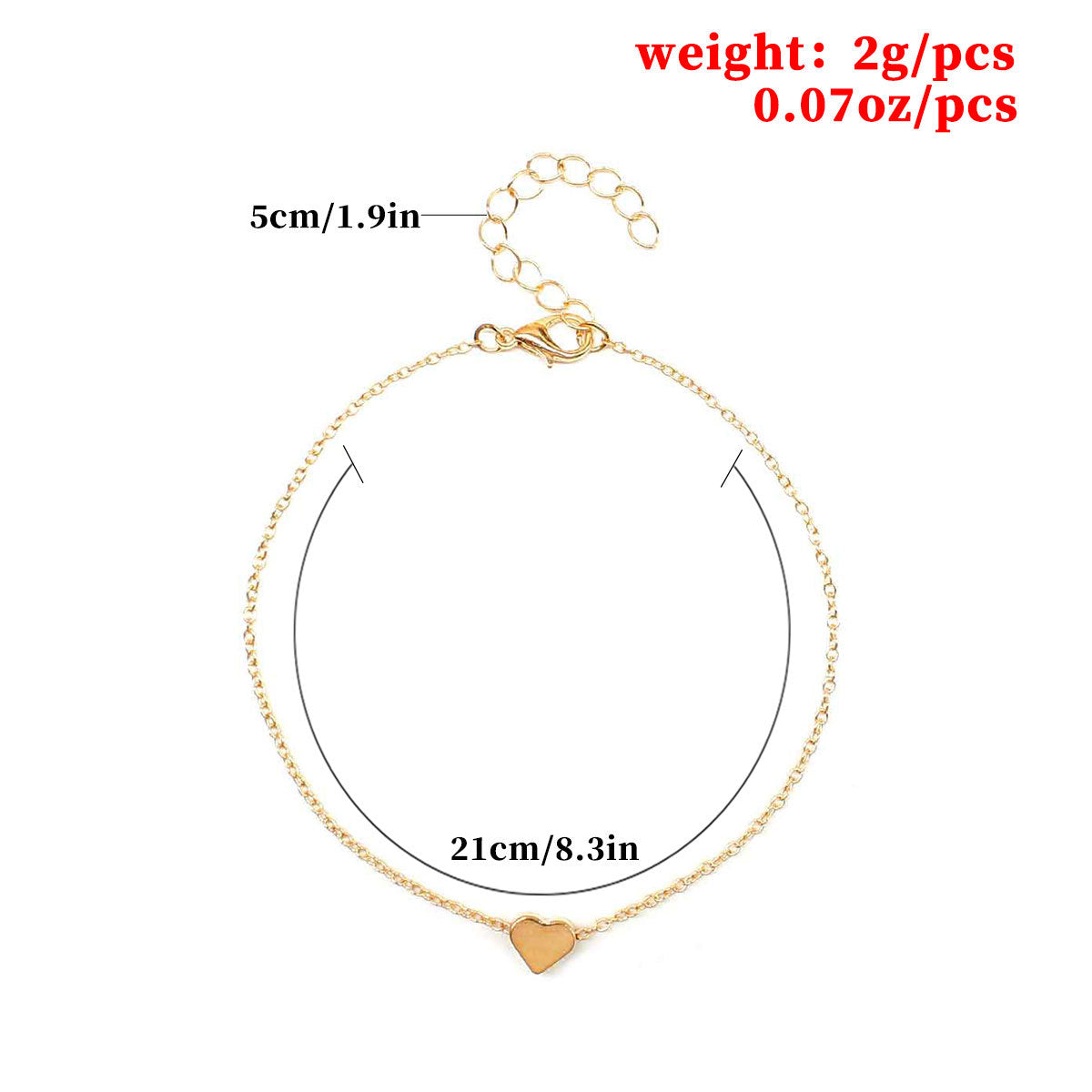 Simple Sexy Heart Shaped Anklet for Women Alloy Summer Accessory Minimalist Foot Jewelry