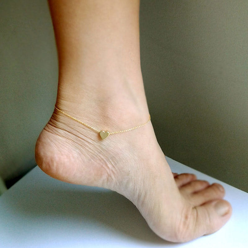 Simple Sexy Heart Shaped Anklet for Women Alloy Summer Accessory Minimalist Foot Jewelry