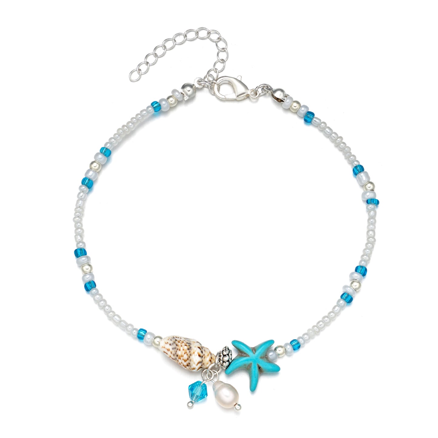 Women's Geometric Seashell Pearl Anklet Fashion Jewelry for Spring Trendy Foot Accessory