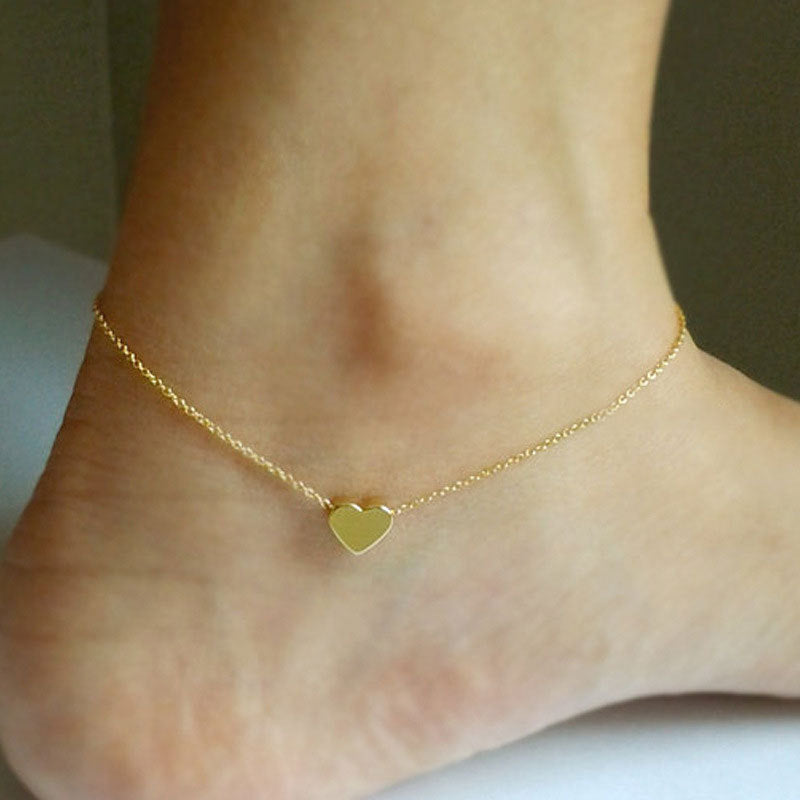 Simple Sexy Heart Shaped Anklet for Women Alloy Summer Accessory Minimalist Foot Jewelry