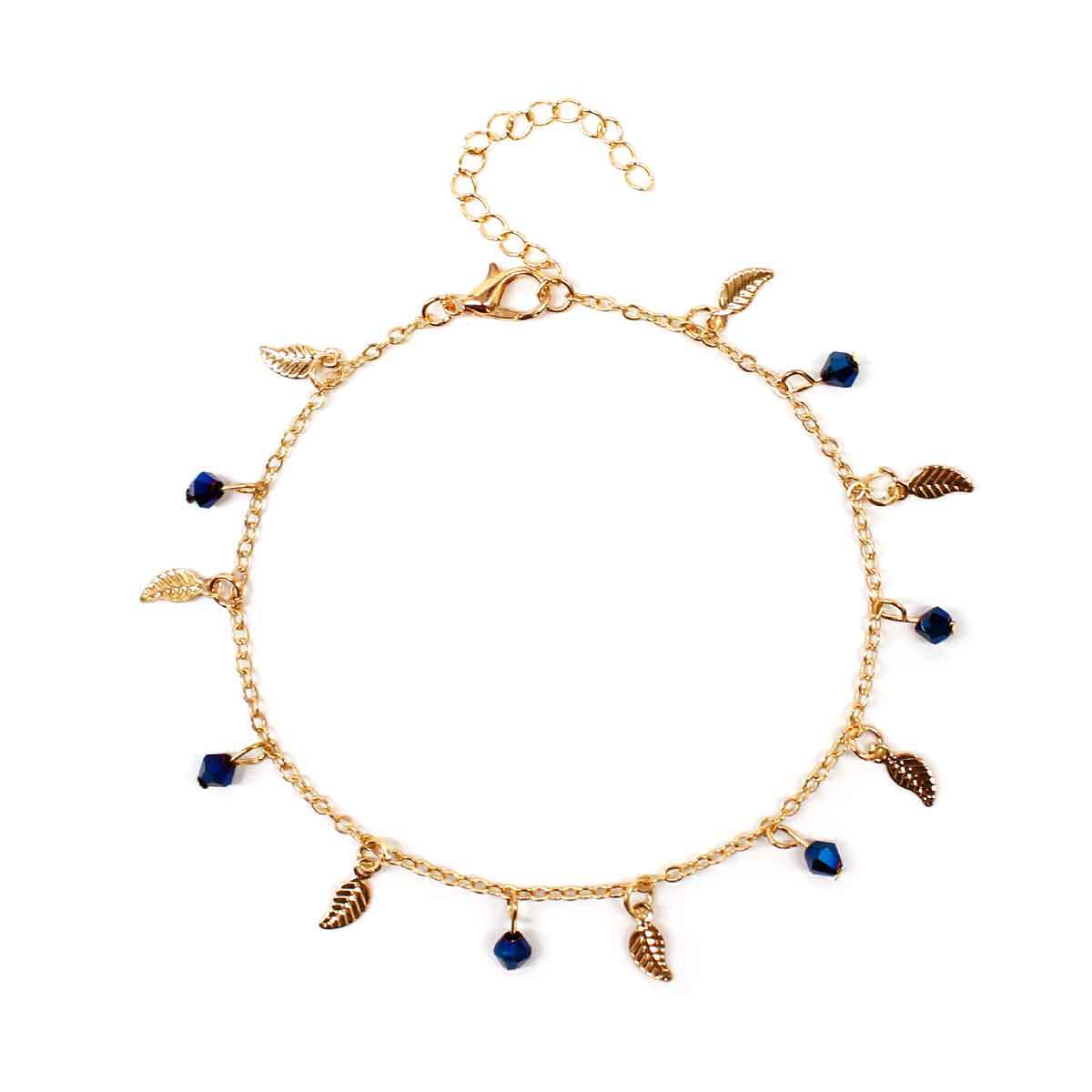 Minimalist Western Style Leaf Anklet with Tassel for Women Alloy Summer Foot Jewelry