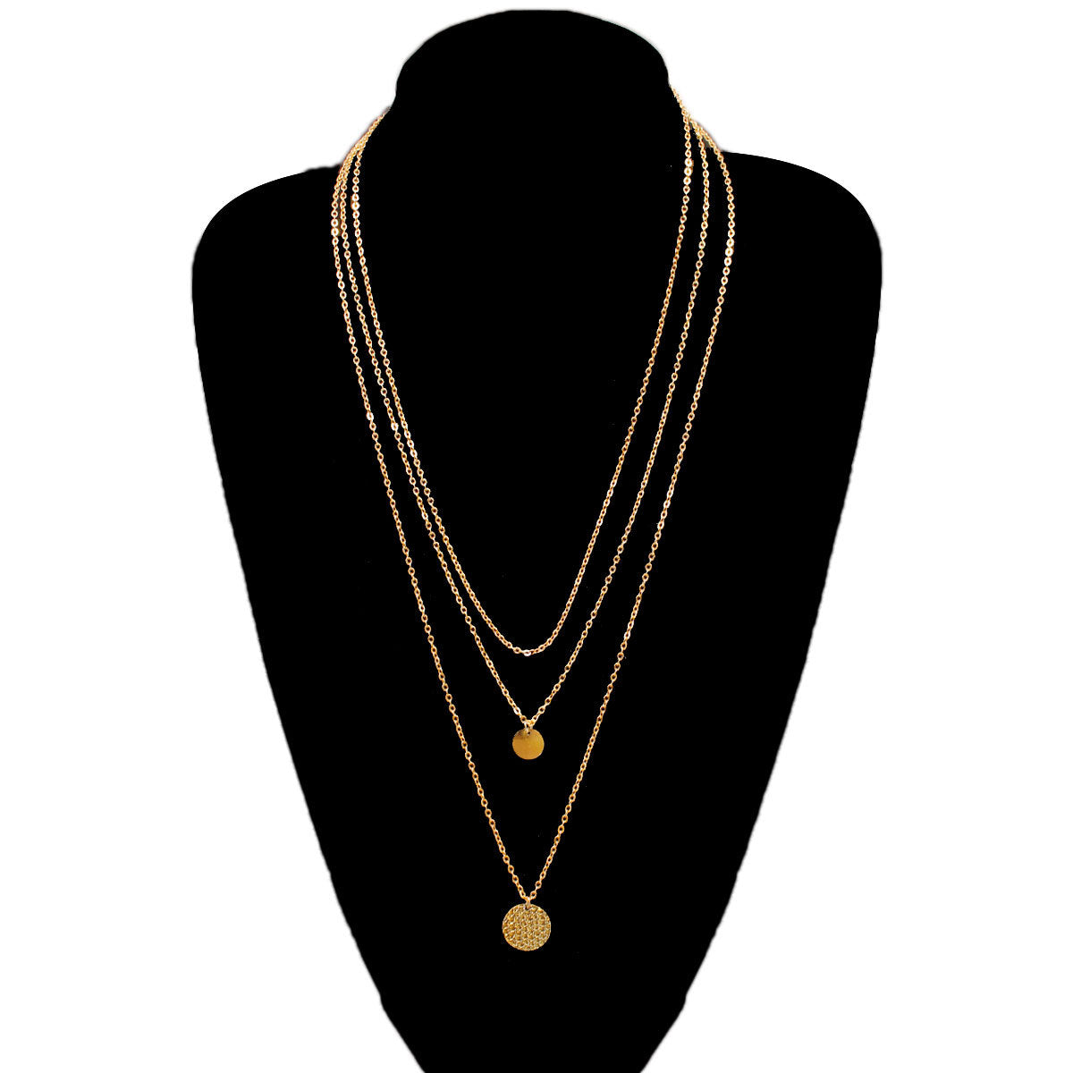 Geometric Teardrop Pendant Necklace for Women Multi-Layer Alloy Necklace with Shiny Metallic Finish Adjustable Length