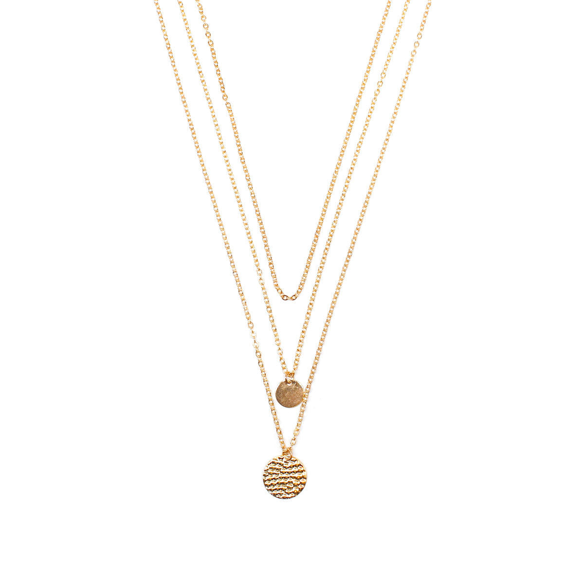 Geometric Teardrop Pendant Necklace for Women Multi-Layer Alloy Necklace with Shiny Metallic Finish Adjustable Length