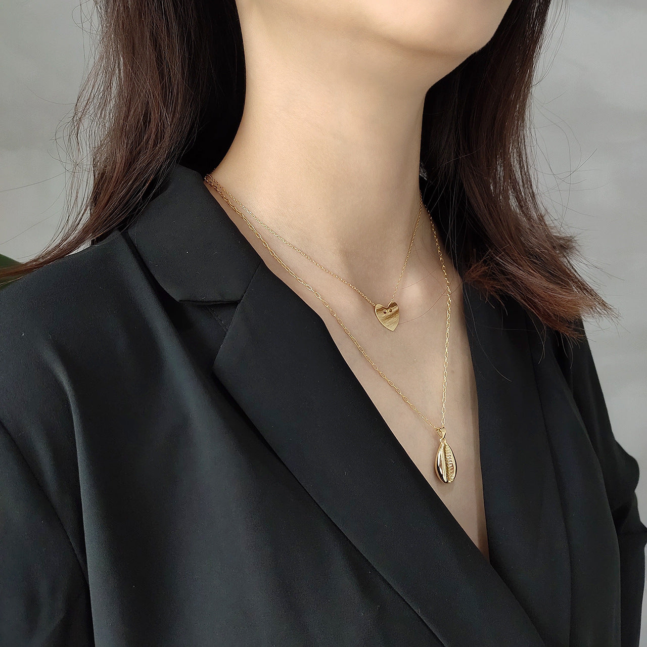 Minimalist 925 Sterling Silver Gold Plated Geometric Shell Pendant Ball Chain Necklace