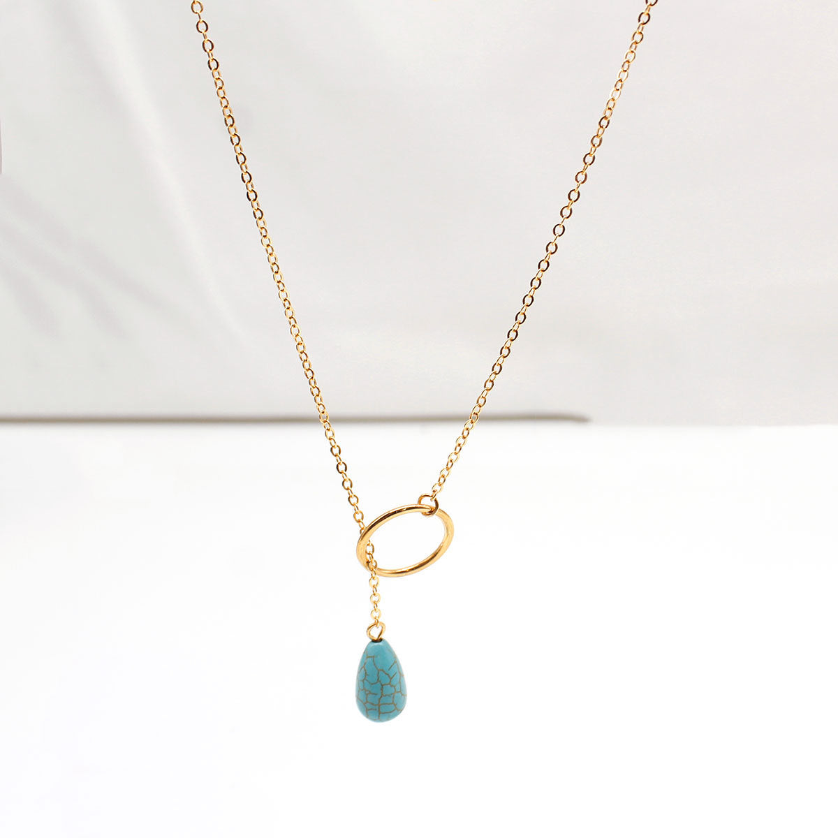 Minimalist Geometric Alloy Cross Chain Necklace for Women with Mother of Pearl Inlay