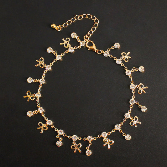 Handmade Women's Anklet with Butterfly Design Gold-Tone Copper Chain