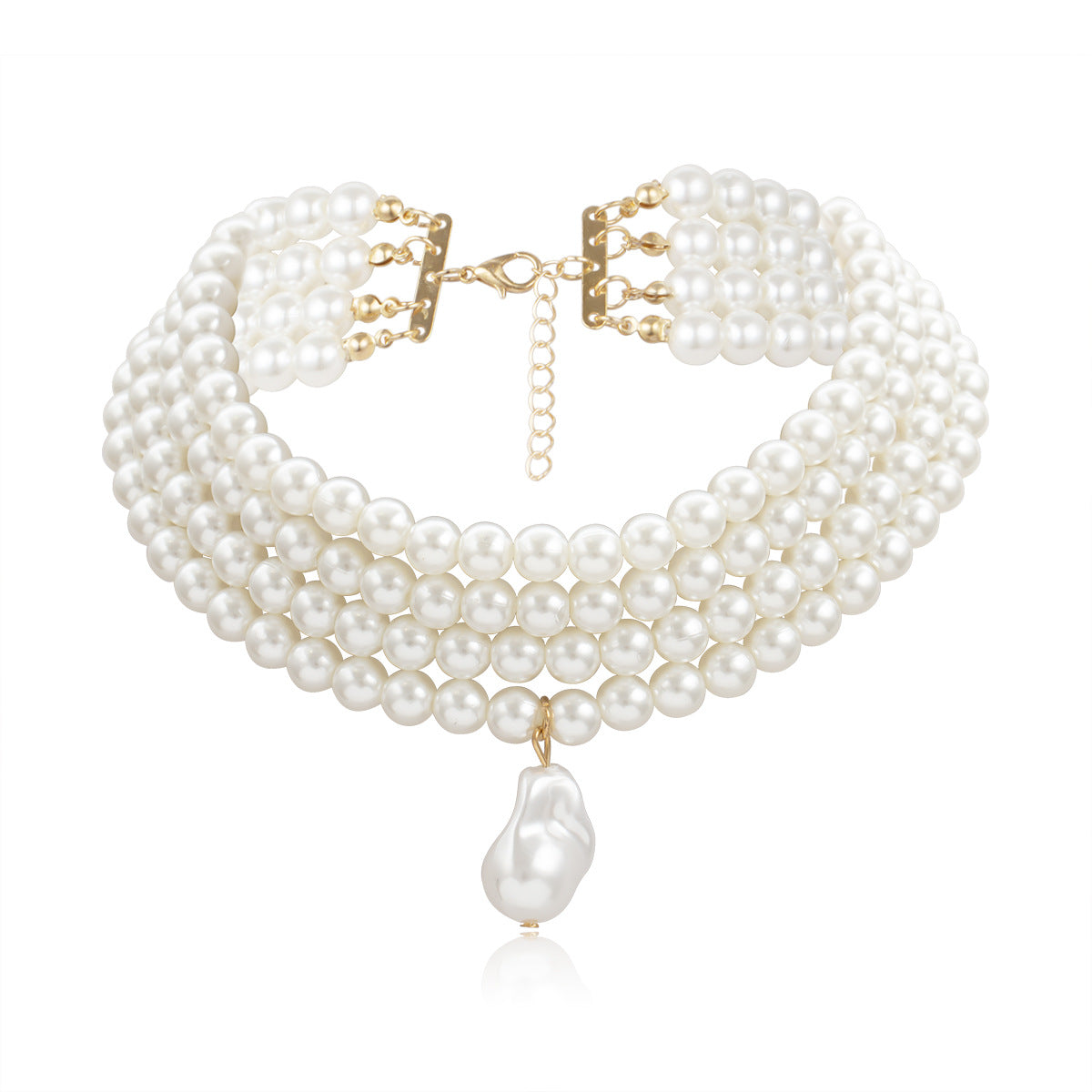 Minimalist Sweet Geometric Pearl Beaded Multi-layer Necklace for Women