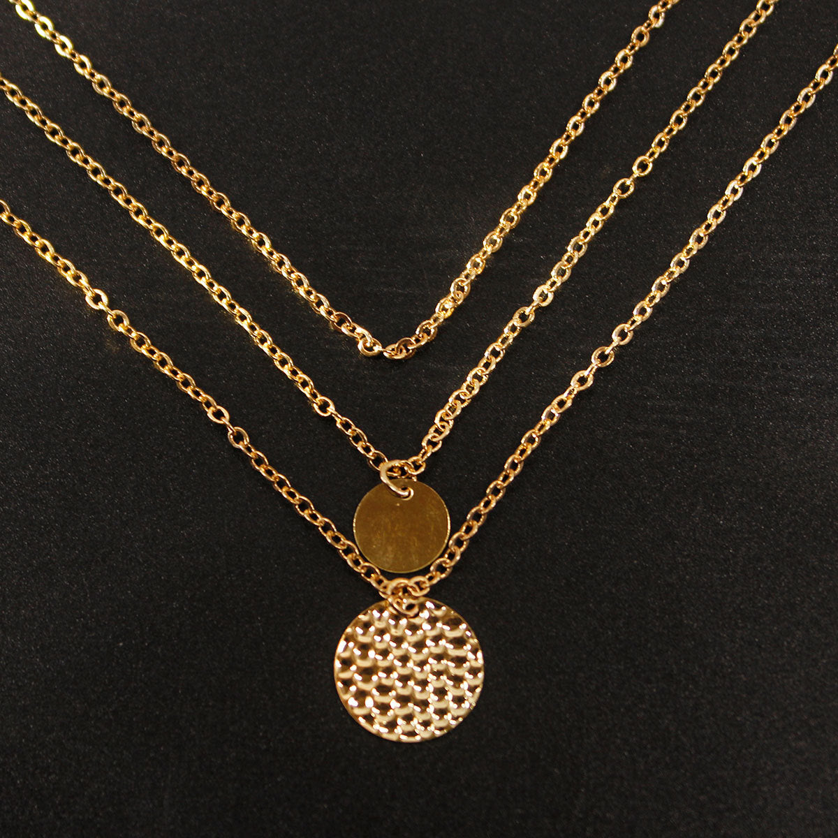 Geometric Teardrop Pendant Necklace for Women Multi-Layer Alloy Necklace with Shiny Metallic Finish Adjustable Length