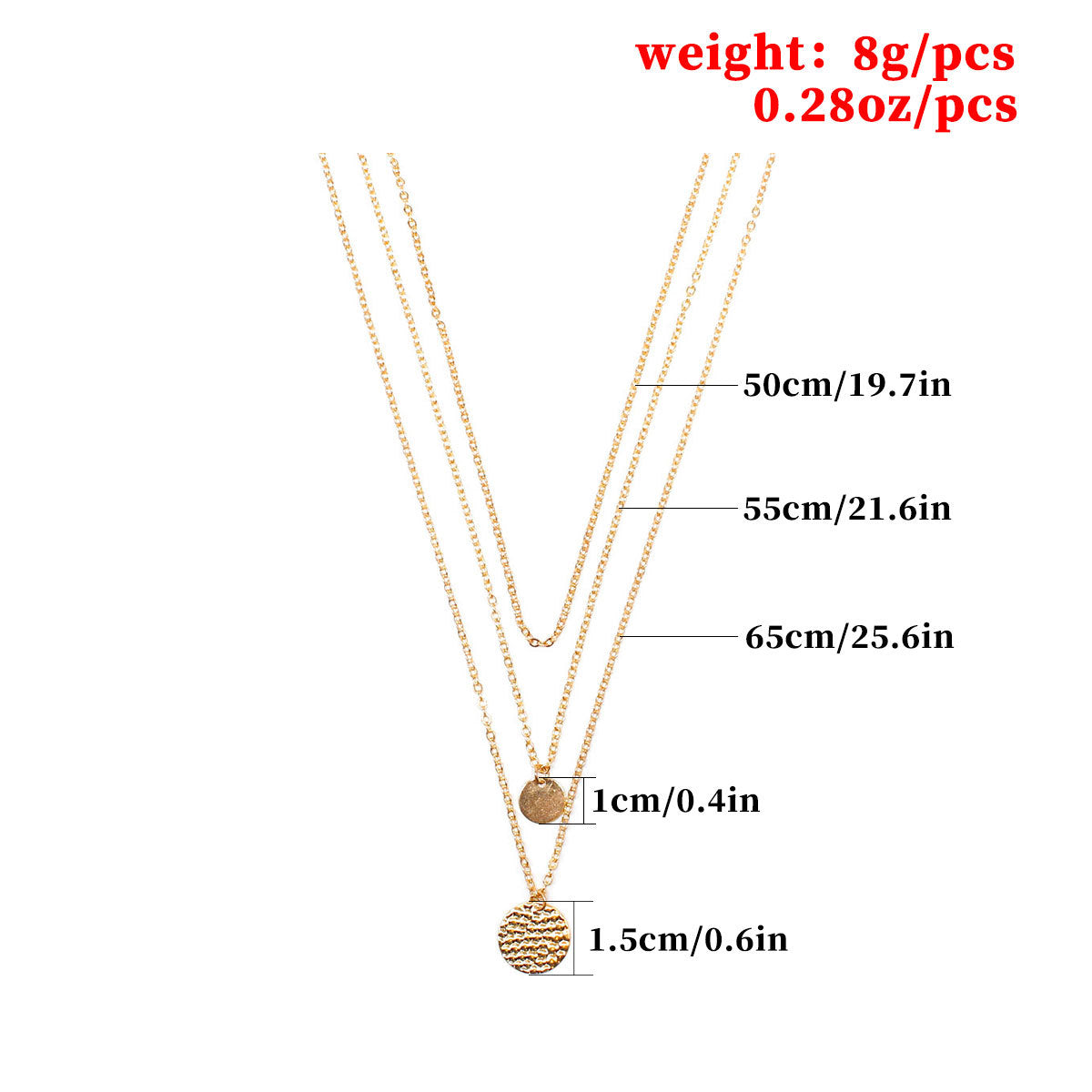 Geometric Teardrop Pendant Necklace for Women Multi-Layer Alloy Necklace with Shiny Metallic Finish Adjustable Length
