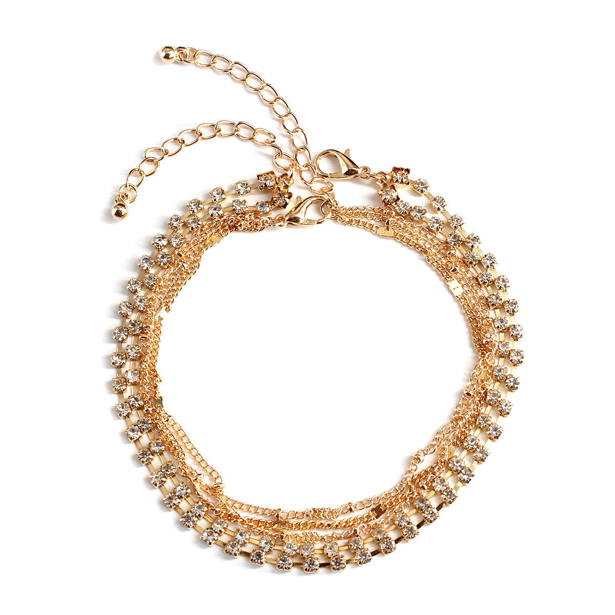 Minimalist Metal Rhinestone Beaded Anklet for Women