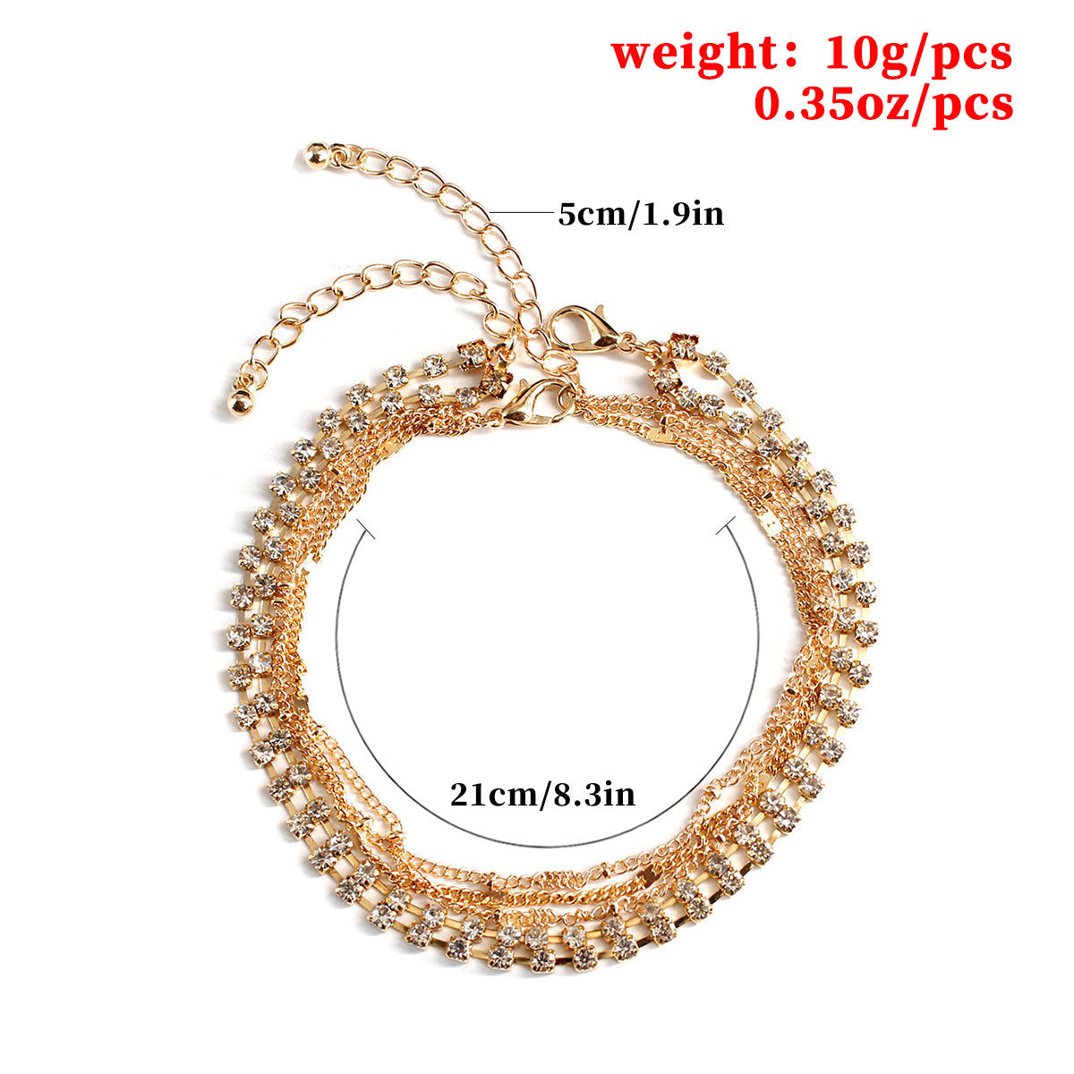 Minimalist Metal Rhinestone Beaded Anklet for Women