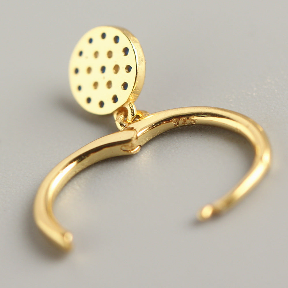 Orecchini a cerchio da donna minimalisti in argento sterling 925 con pavé di diamanti e occhio di Allah