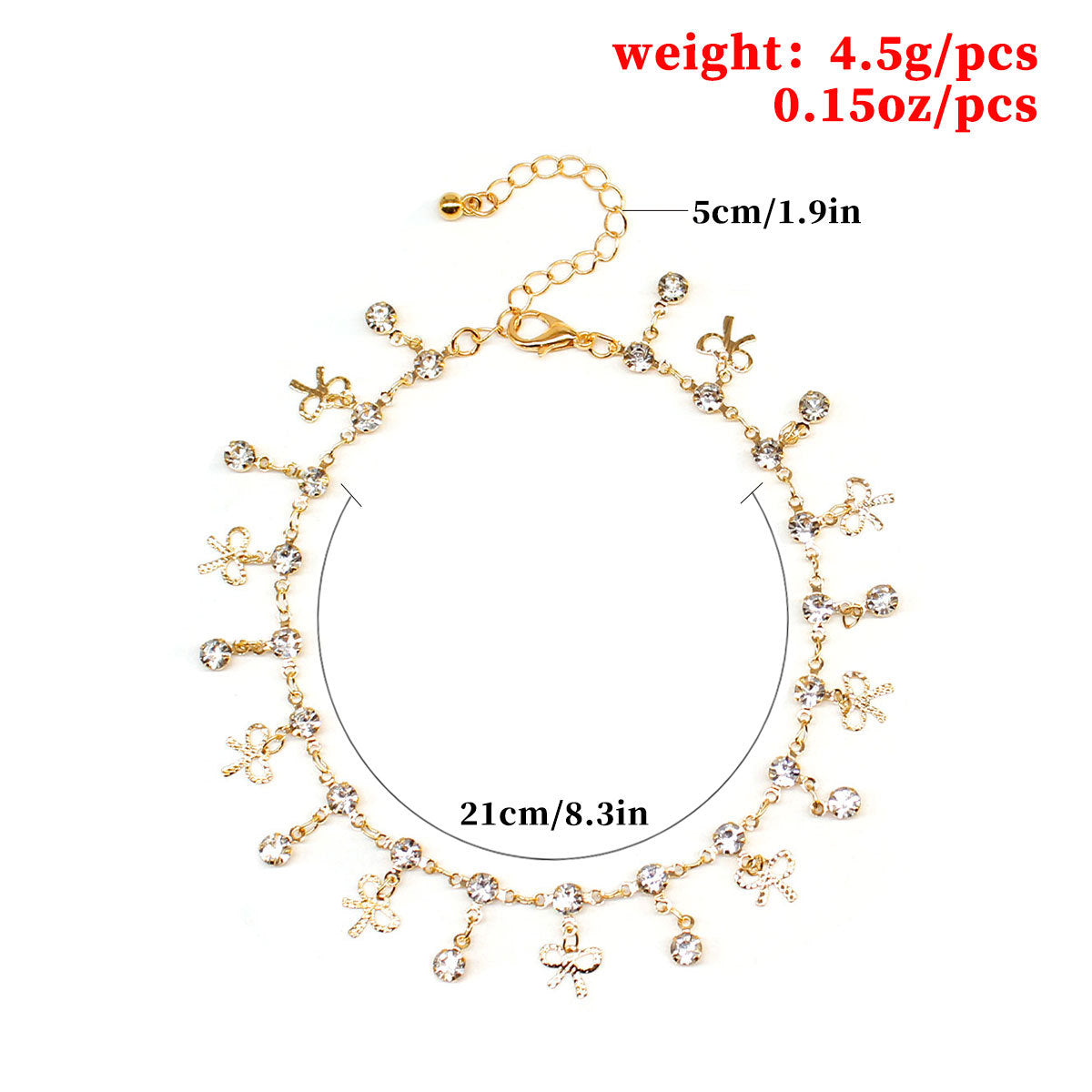 Handmade Women's Anklet with Butterfly Design Gold-Tone Copper Chain