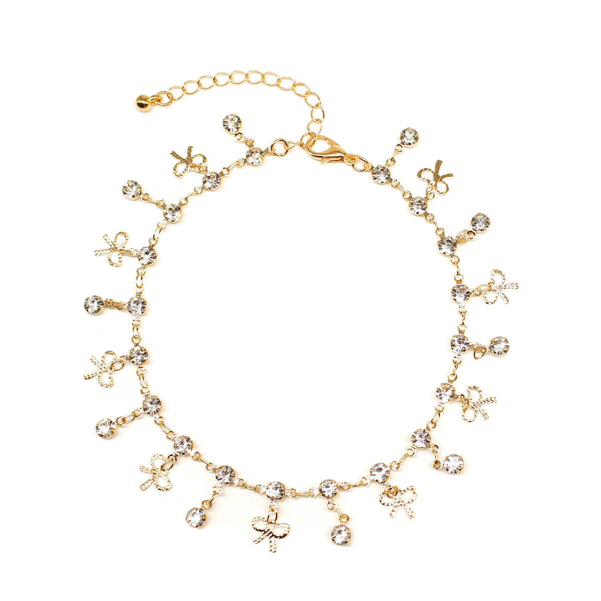 Handmade Women's Anklet with Butterfly Design Gold-Tone Copper Chain