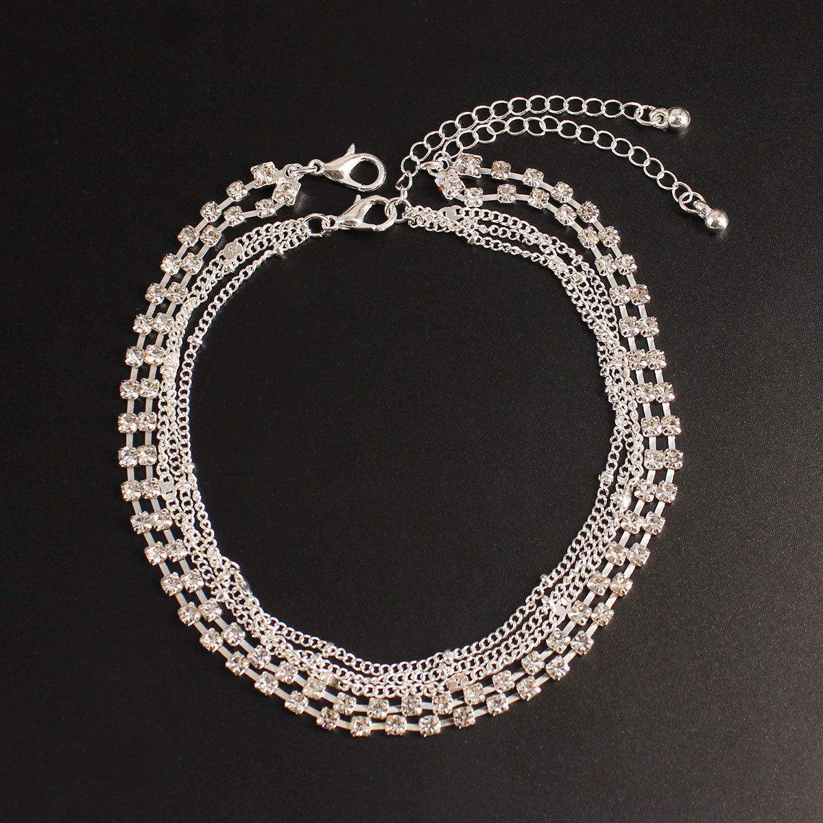 Minimalist Metal Rhinestone Beaded Anklet for Women