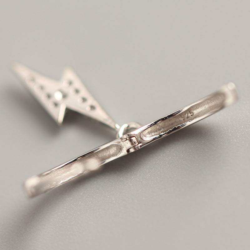 Pendientes de aro de plata de ley 925 con relámpago, incrustaciones de diamantes de imitación para mujer, estilo urbano