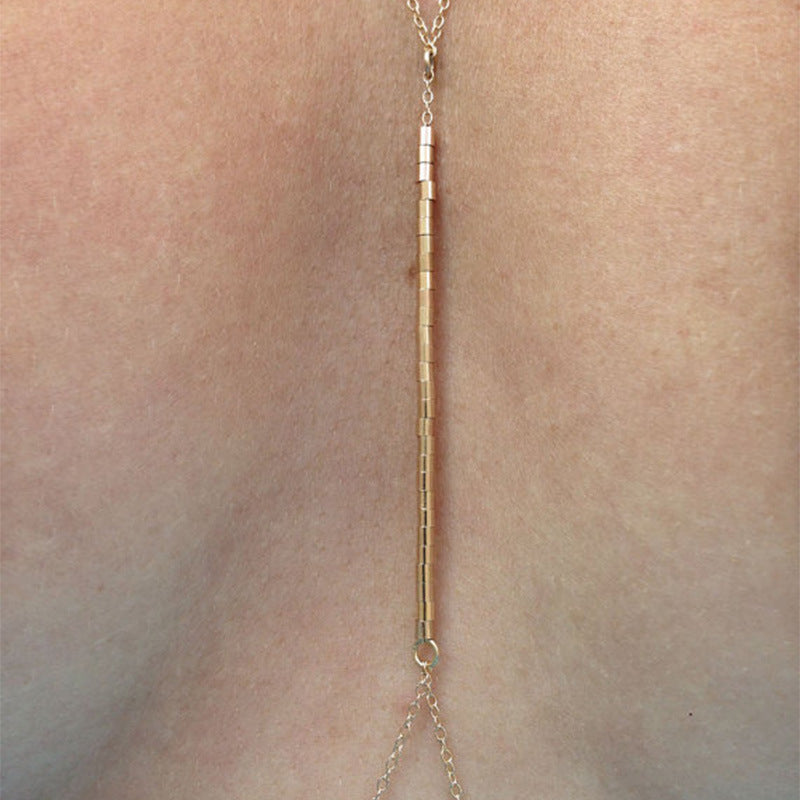 Alloy Body Chain Necklace with Tube Beads