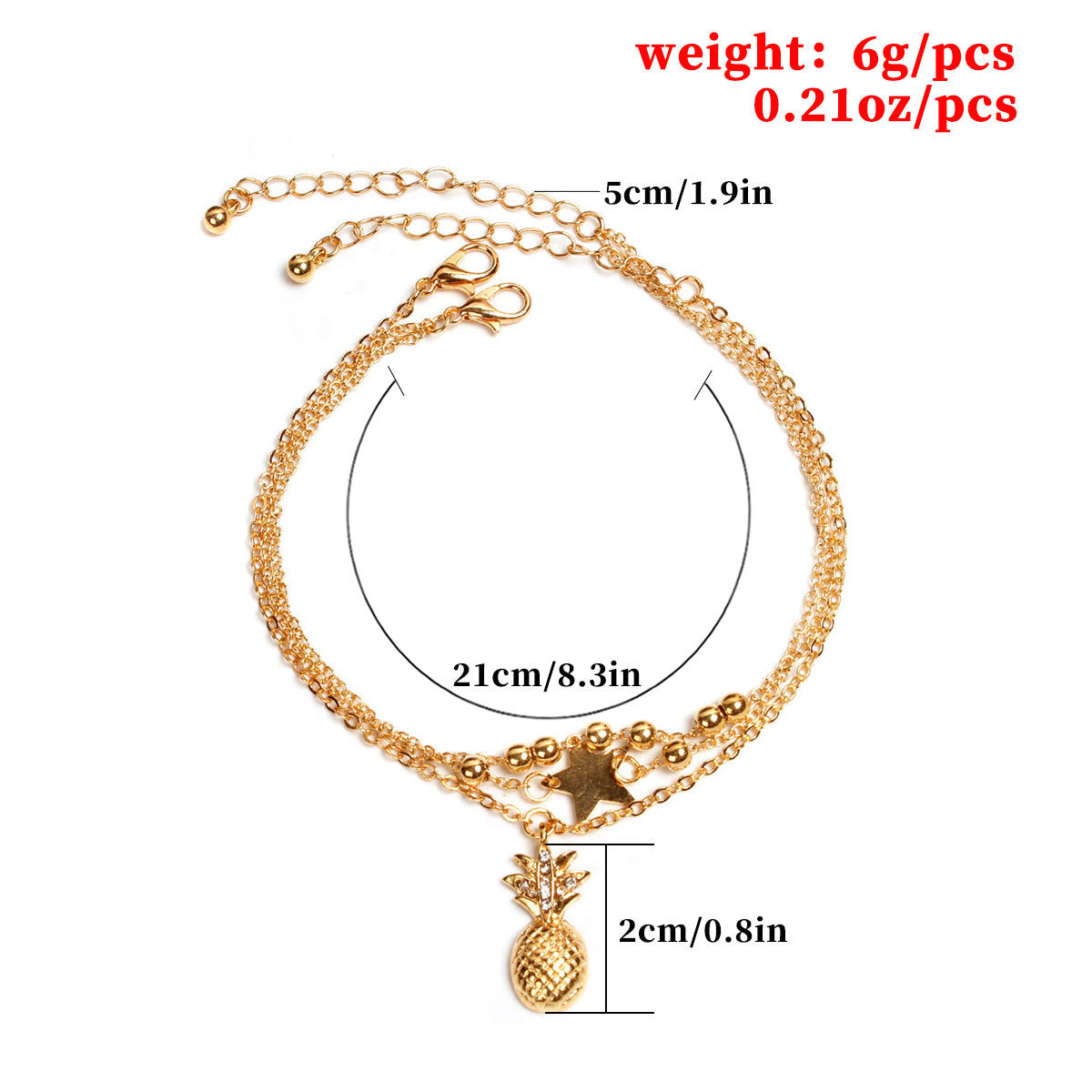 Fashion Women's Multi-Layer Star Beaded Pineapple Anklet