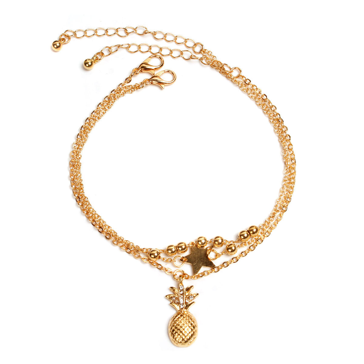 Fashion Women's Multi-Layer Star Beaded Pineapple Anklet