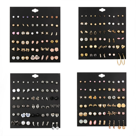 Fashion Geometric Alloy Resin Pearl Earrings with Micro-inlay Rhinestones for Women