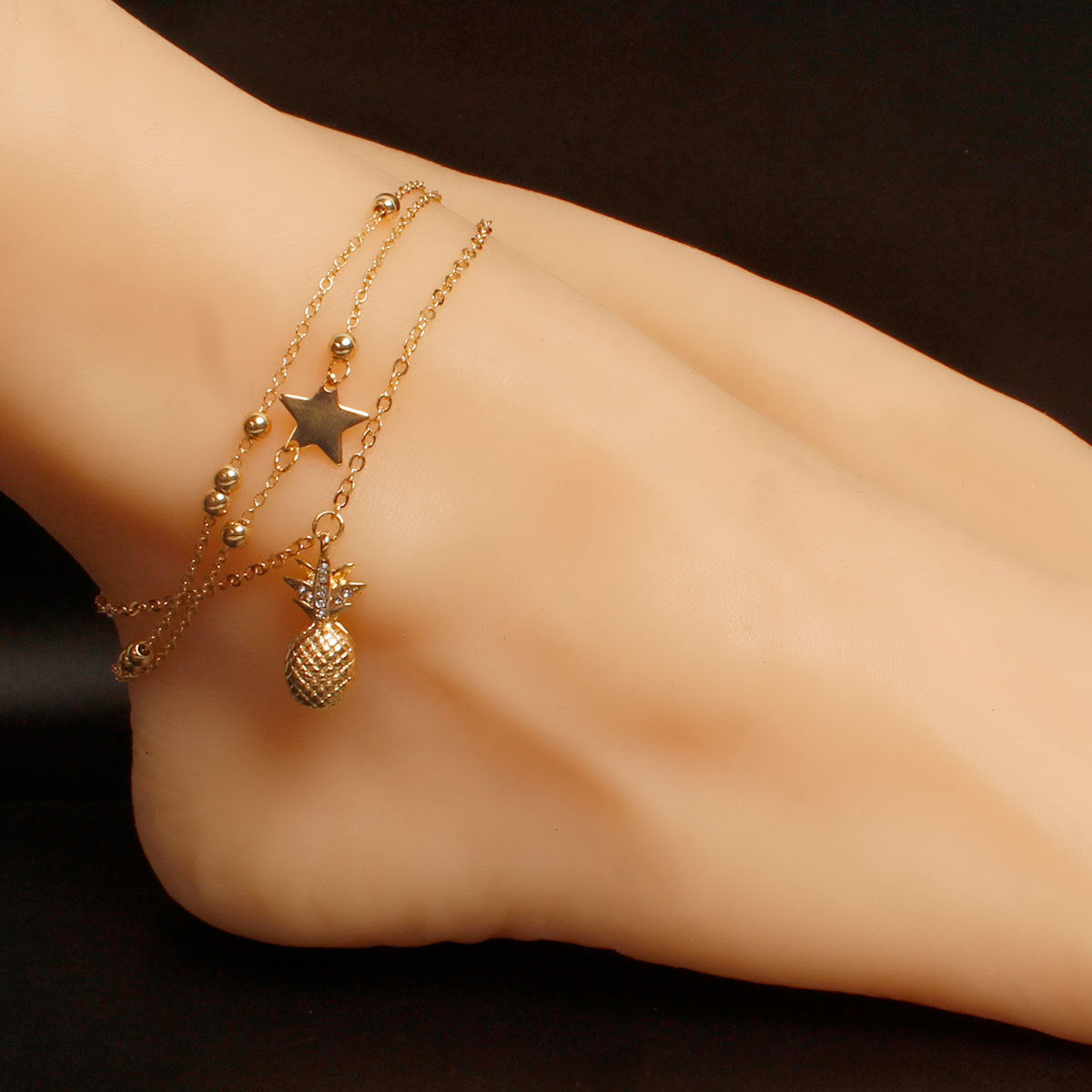 Fashion Women's Multi-Layer Star Beaded Pineapple Anklet