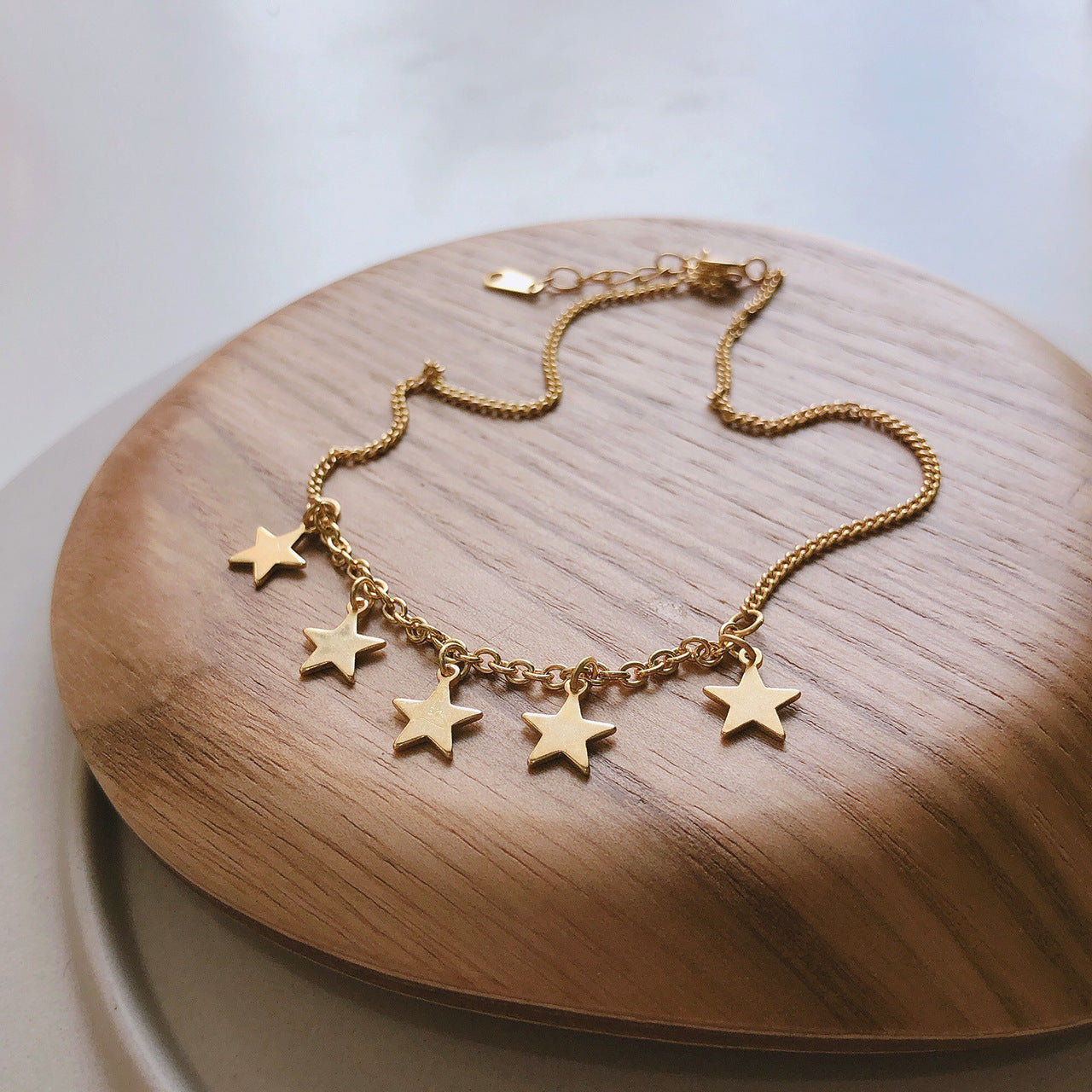 Minimalist 925 Sterling Silver 18K Gold Plated Star Anklet for Women