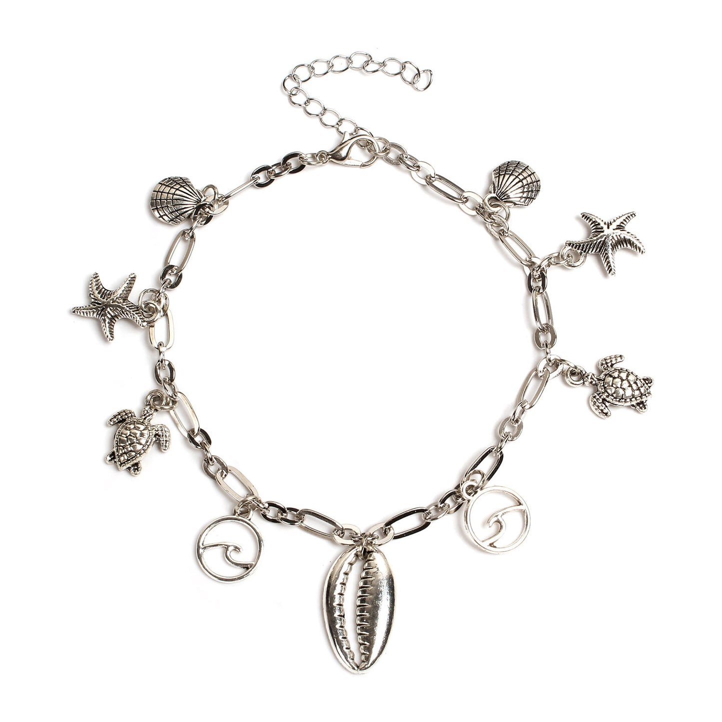 Cavigliera Bohemian Turtle Shell Wave da spiaggia per donna in lega