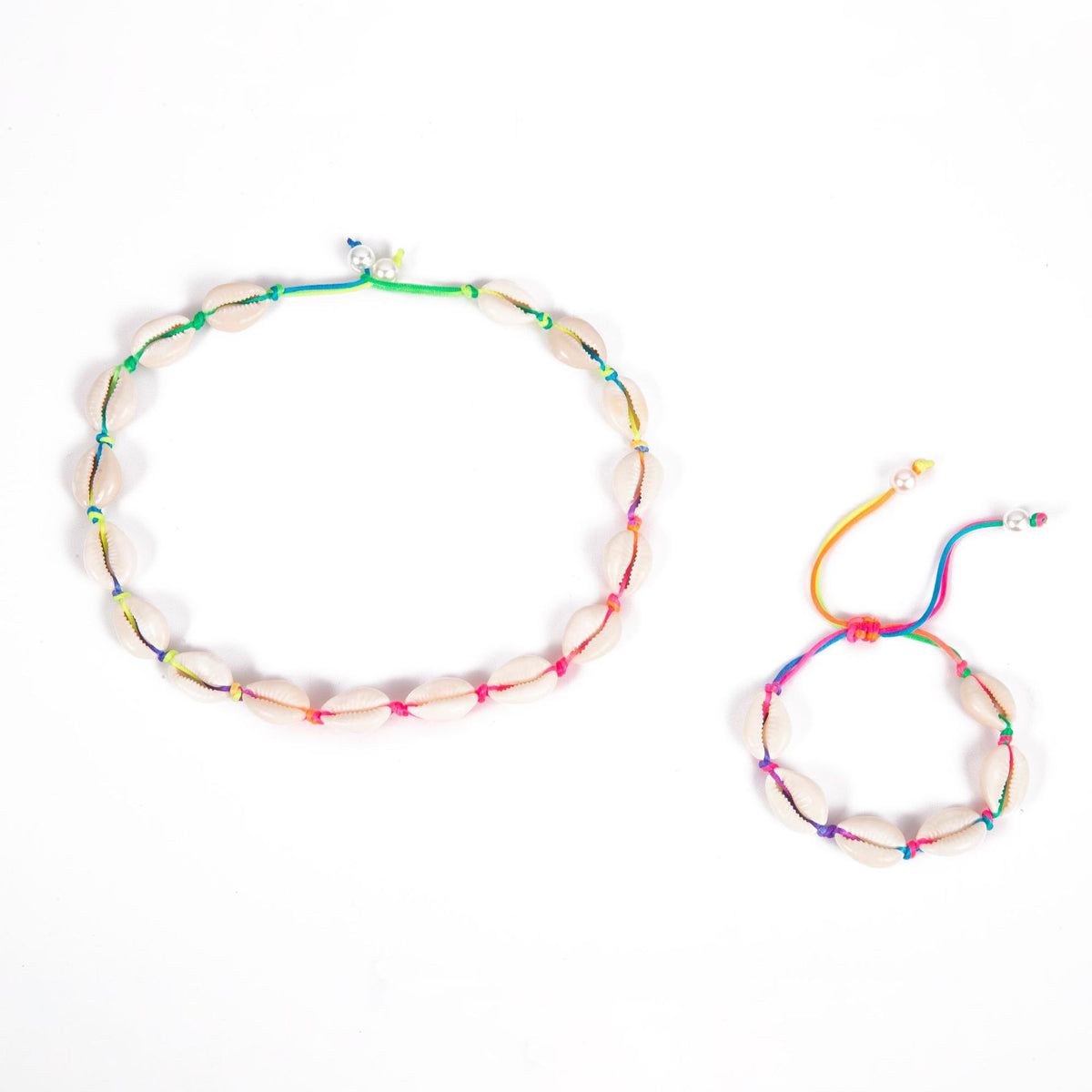 Minimalist Geometric Shell Pendant Necklace with Waxed Cord Adjustable Chain for Women