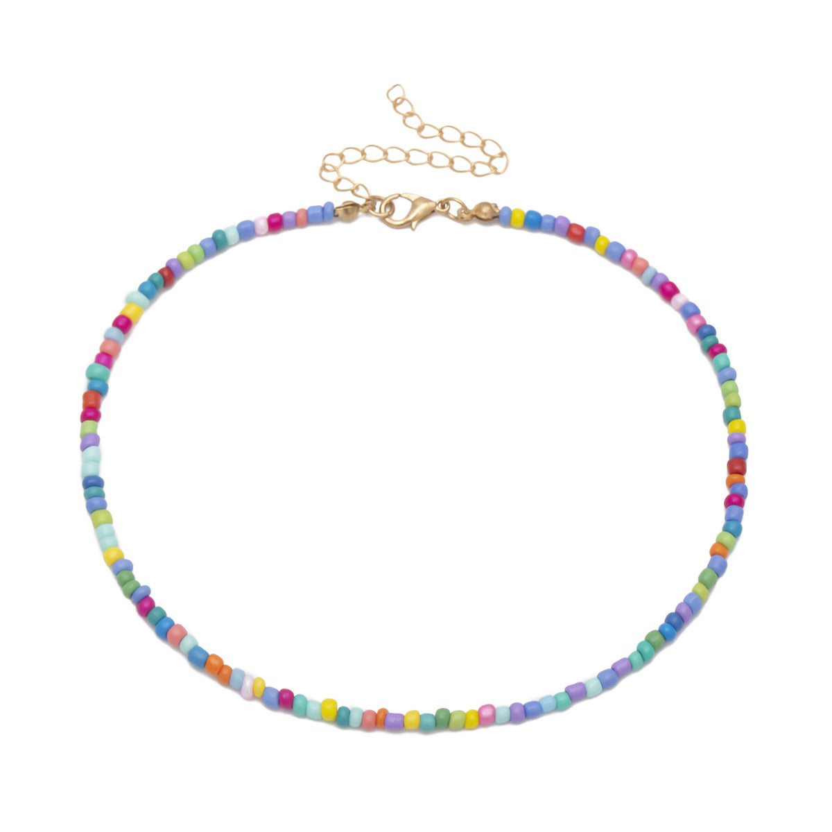 Sweet Geometric Handmade Glass Beads Ball Chain Necklace for Women